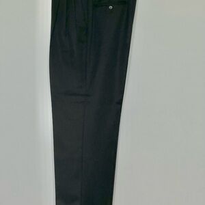 Pazoni Mens Black 100% Wool Double Pleated Cuffed Dress Pants Made in Italy 34